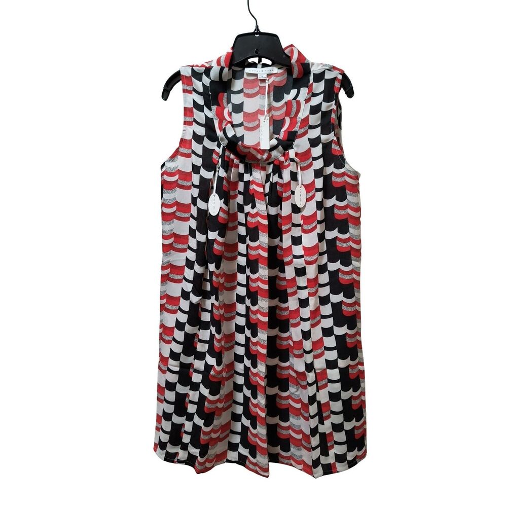 Loyal Hana Roulette Maternity Nursing Dress M Red Black White Geo Sleeveless NWT